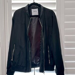 Zara Mens Black Bomber Jacket